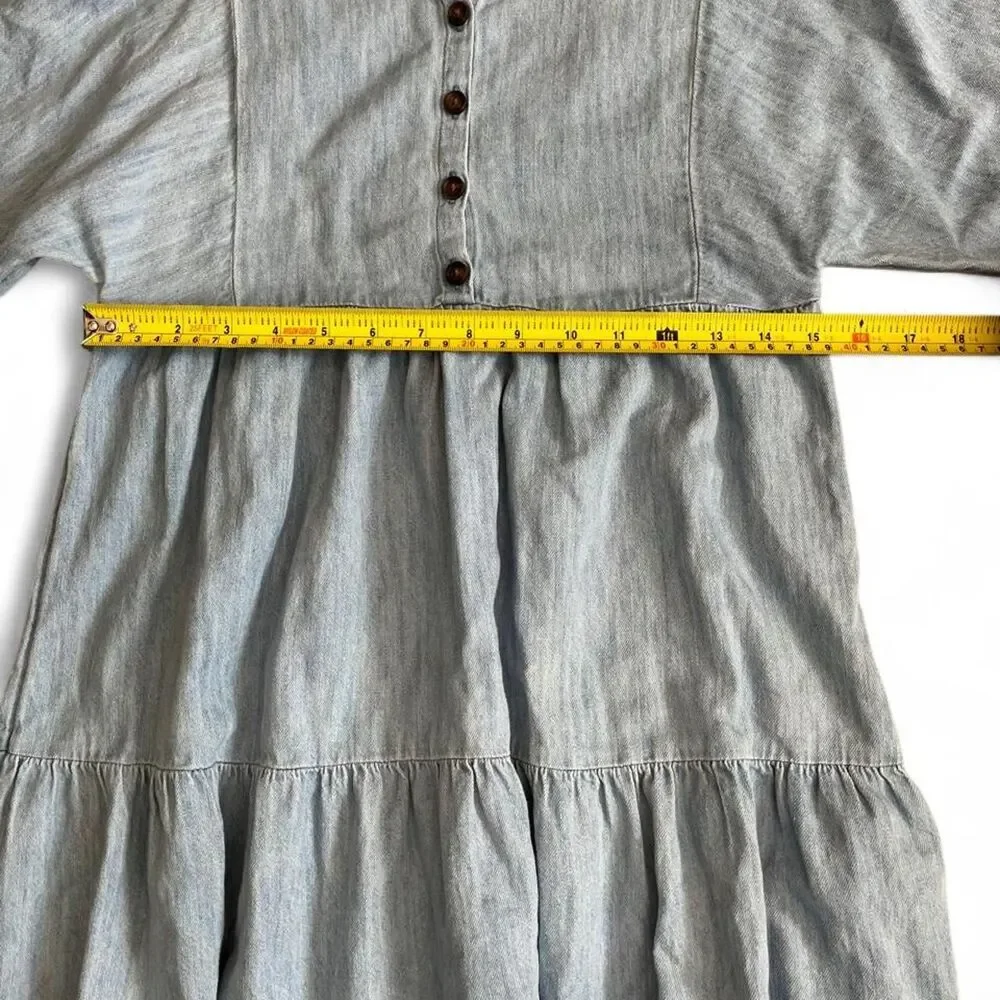 Girl's Old Navy Blue 100% Cotton Denim Babydoll Dress, Size Large (10-12)